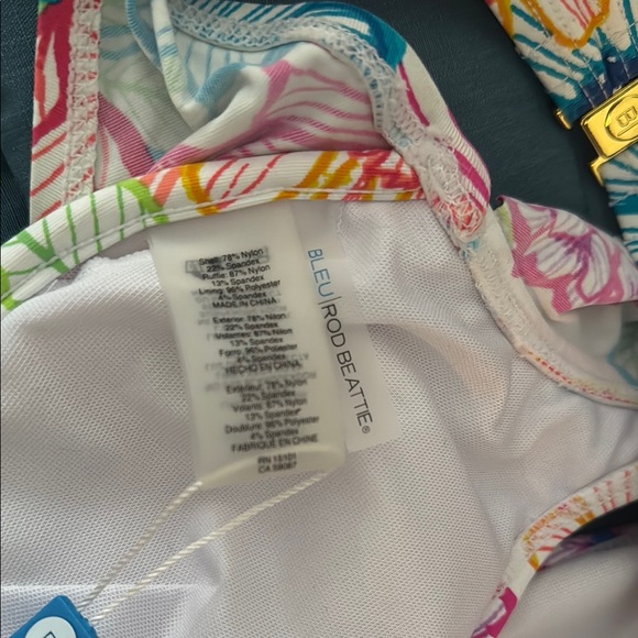 Floral Multicolor Ruffle Bikini Top BNWT Bleu Rod Beattie Nordstrom $85 Retail - Picture 8 of 10